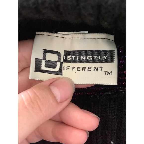 Vintage 90s distinctly different sweater black plus size 20w glitter pink long - Picture 3 of 6